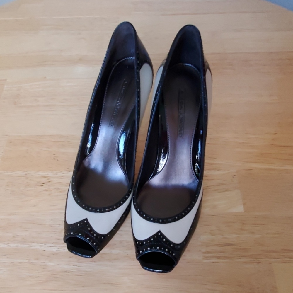 Spectator peep-toe heels